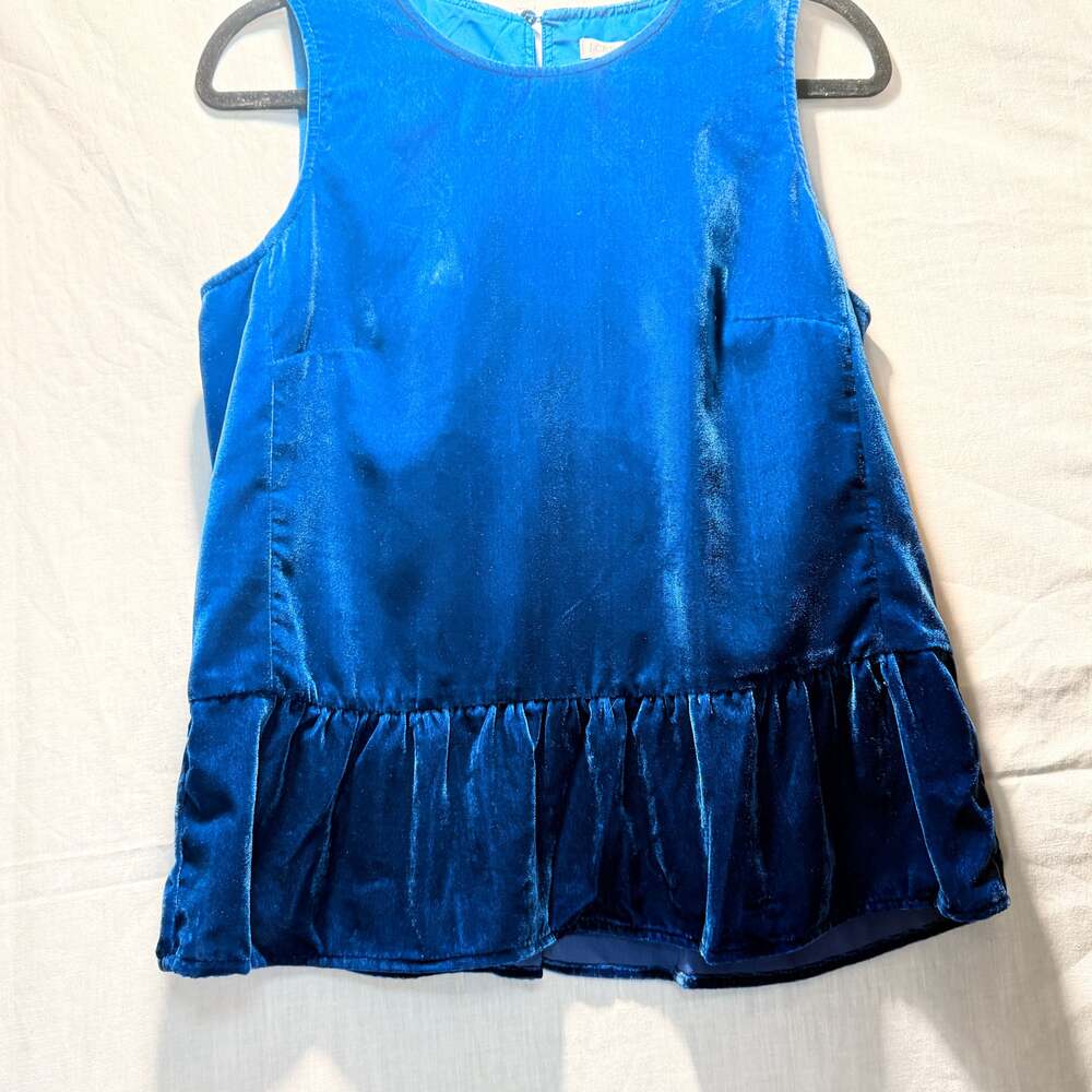 J. Crew Royal Blue Velvet Peplum Tank Top